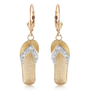 0.04 Carat 14K Solid Yellow Gold Shoes Leverback Earrings Diamond