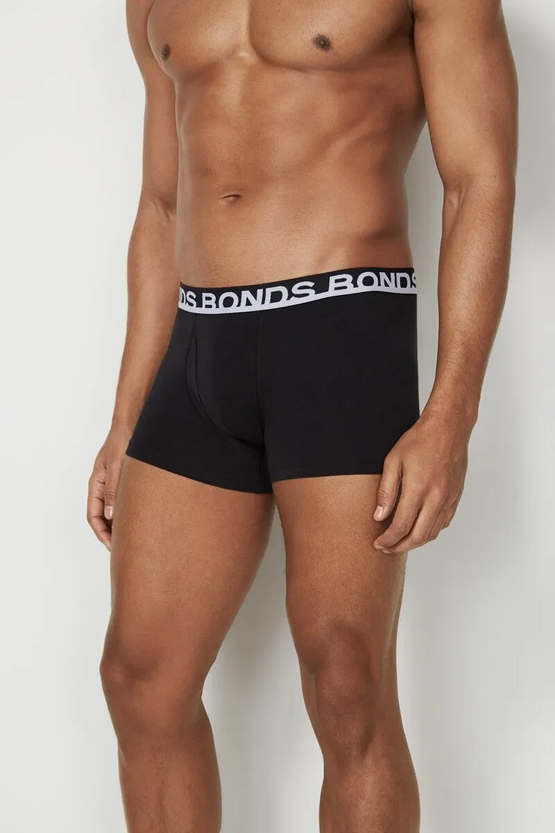 25 X Bonds Mens Everyday Trunks Underwear Black Stripe/Grey/Black