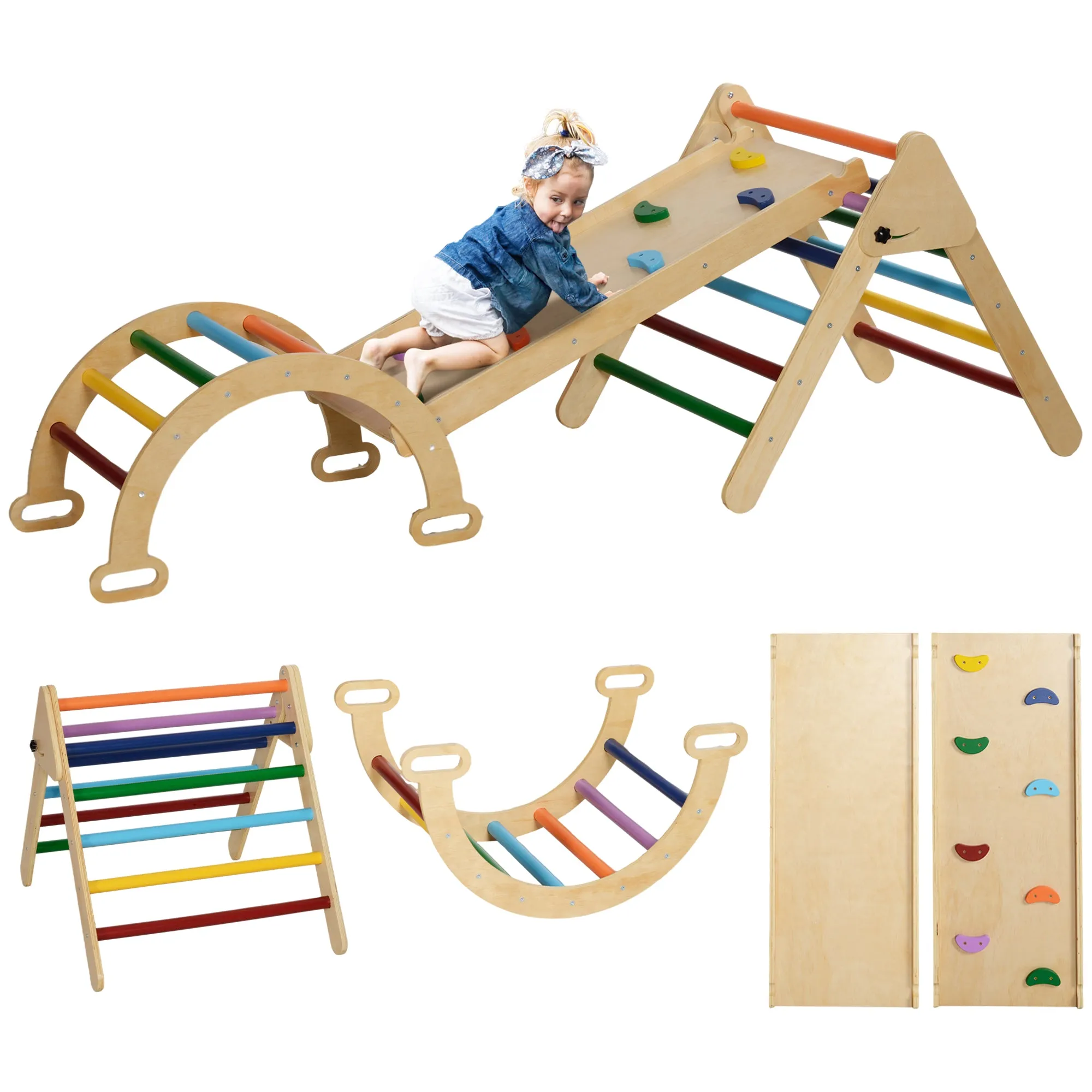 5 in 1 Toddler Climbing Frame with Ramp, Arch, for 18-48 Months