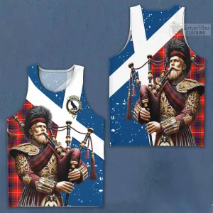 Abernethy Tartan Men's Tank Top with Family Crest Scottish Bagpiper Vibes