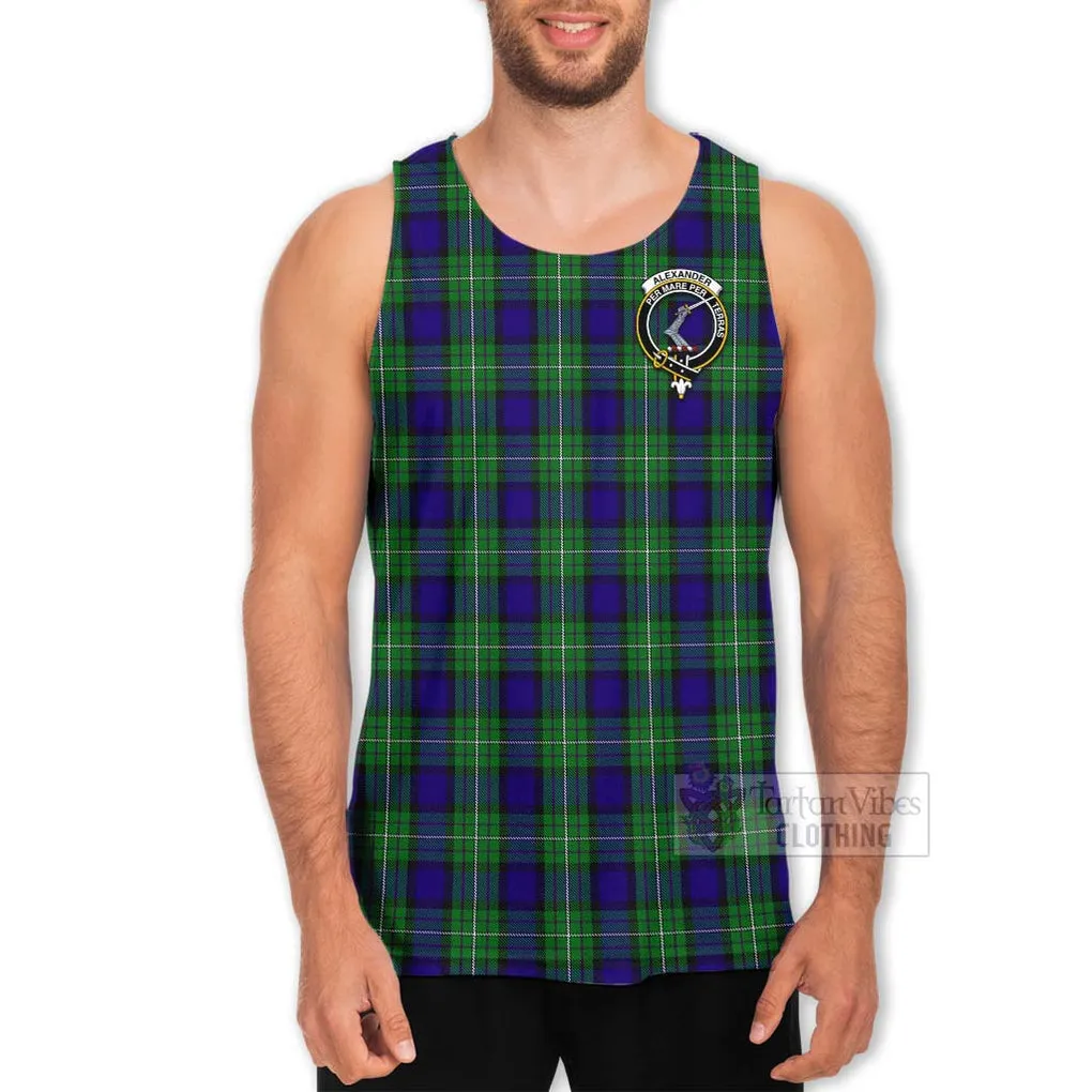 Alexander Tartan Men's Tank Top with Family Crest Celtic Skull Style