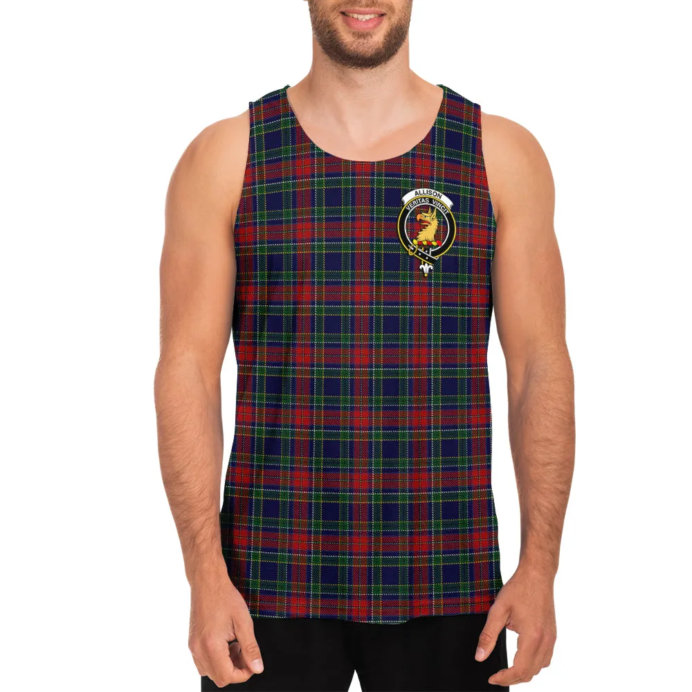 Allison Red Tartan Mens Tank Top with Family Crest