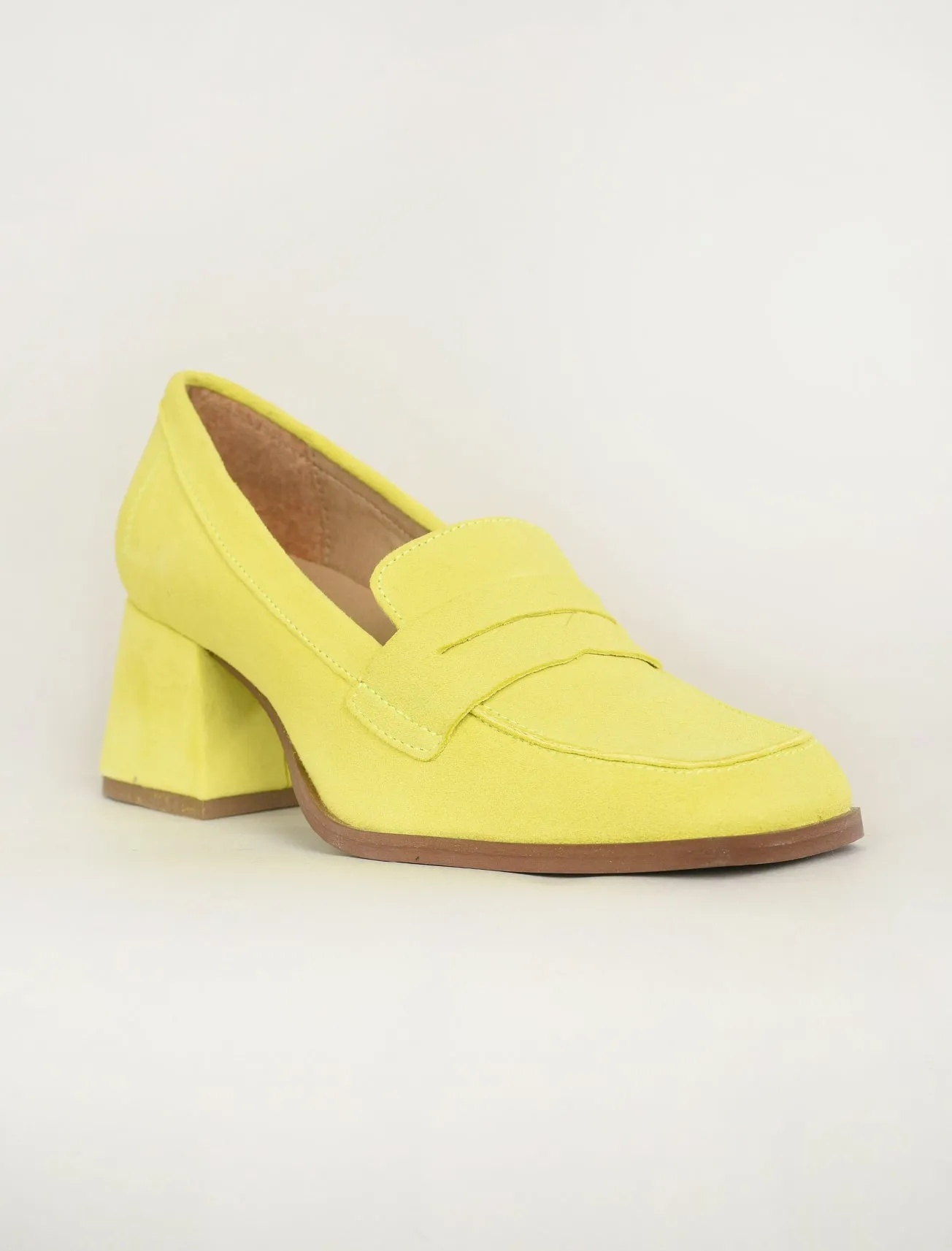 Ama Suede Heeled Loafer, Pear