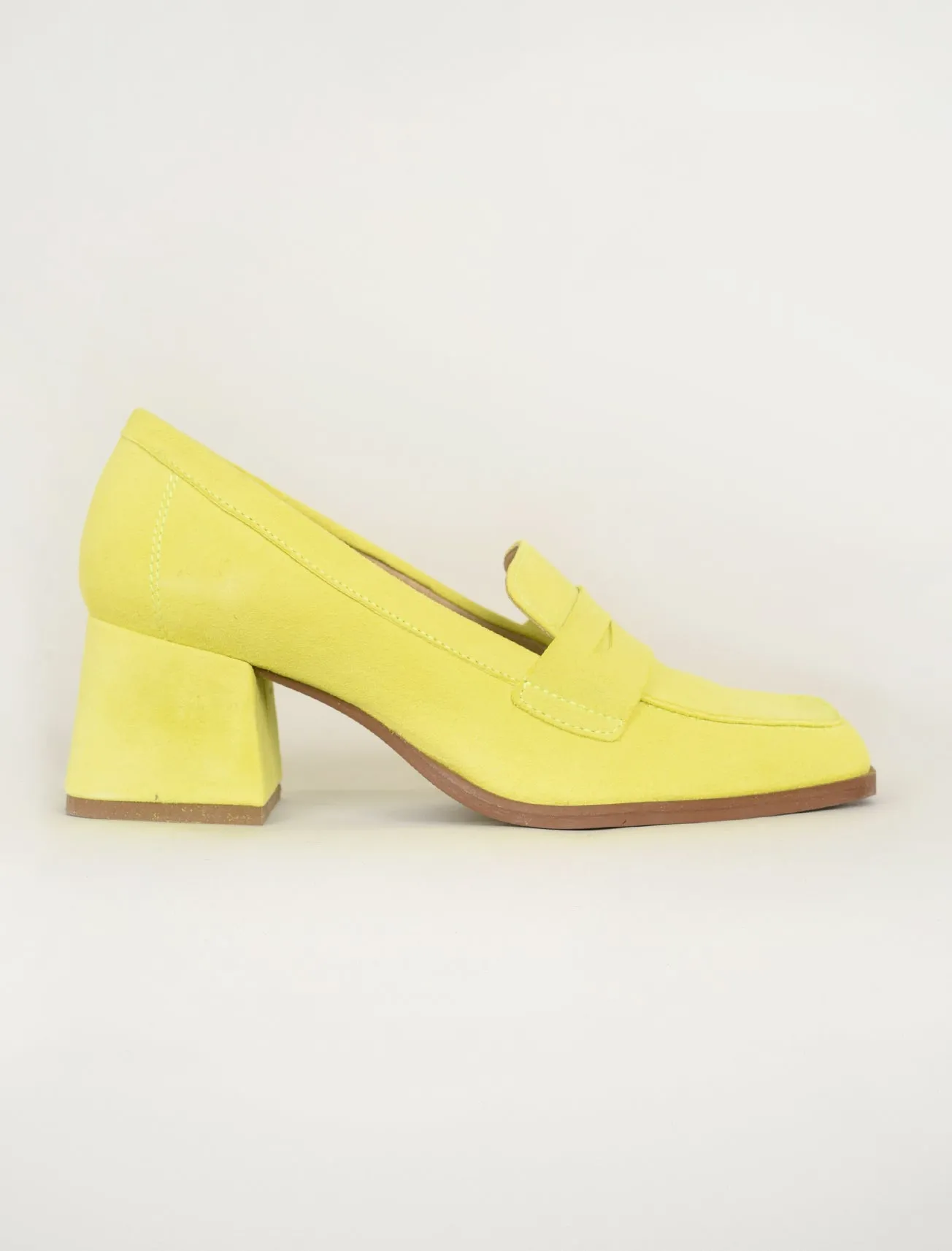 Ama Suede Heeled Loafer, Pear