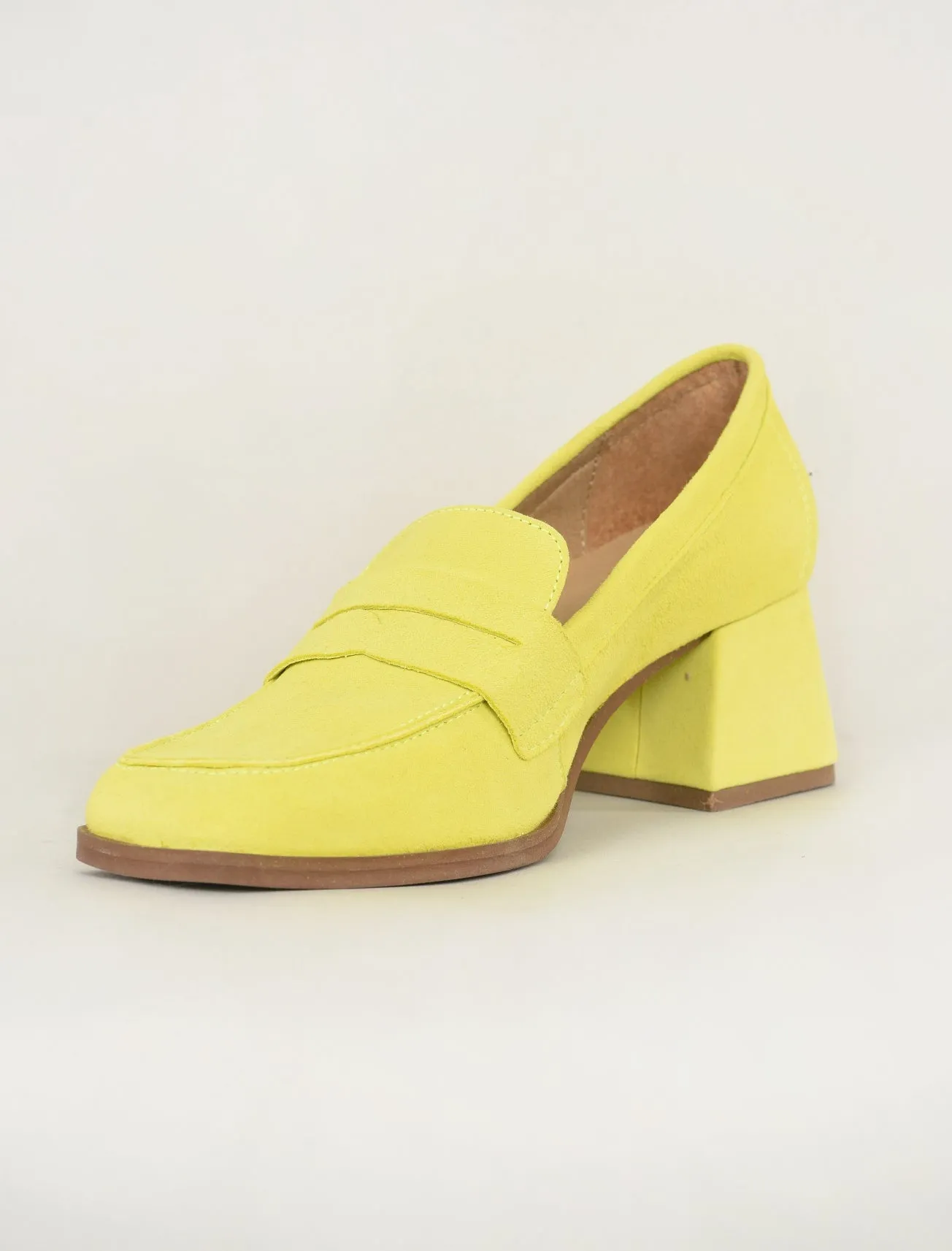 Ama Suede Heeled Loafer, Pear