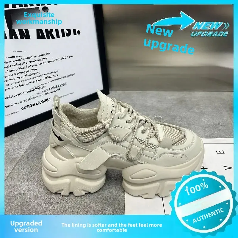 Amozae-Summer Style Station Light Tying Thick Bottomed Man Shoes Women's Height Increasing Versatile Trendy Network Face Sports Shoes