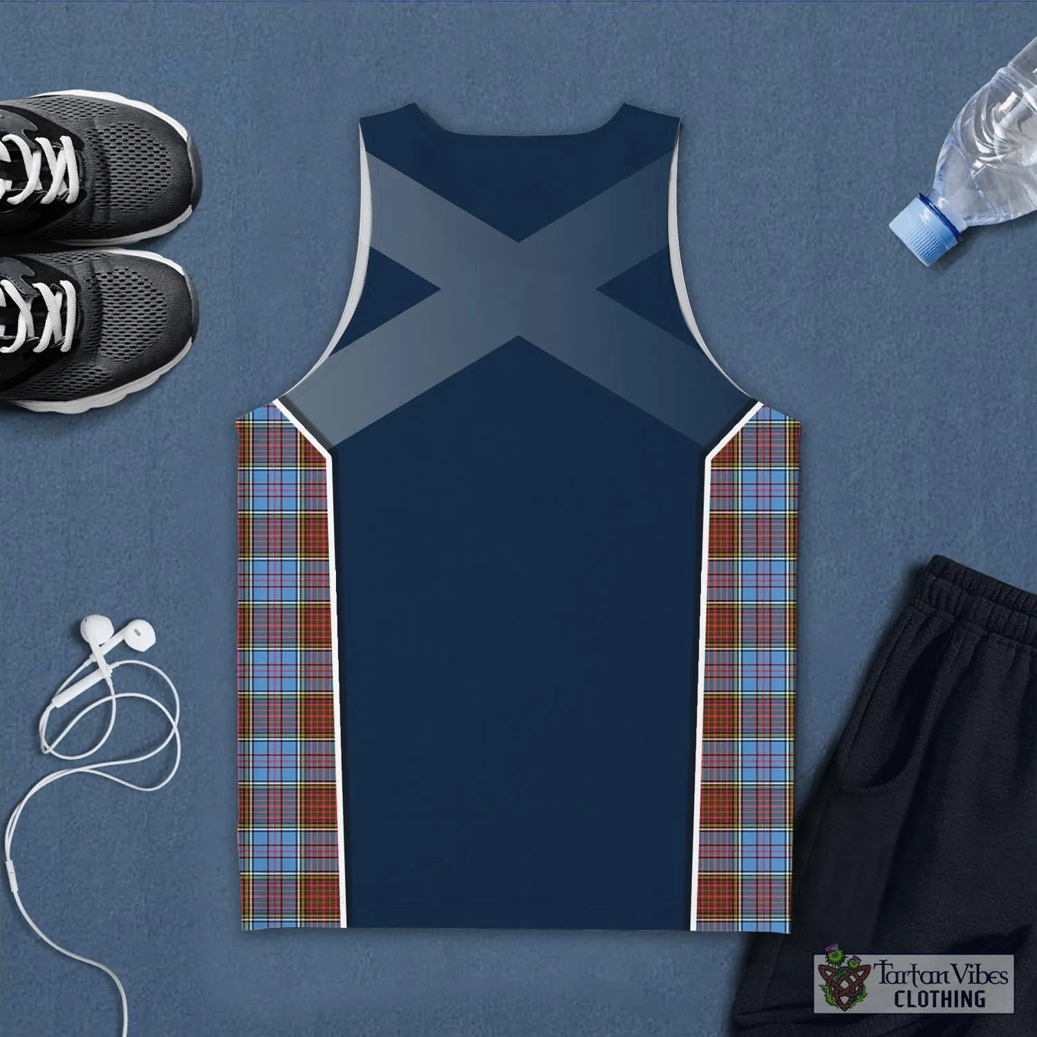 Anderson Modern Tartan Men's Tanks Top with Family Crest and Scottish Thistle Vibes Sport Style