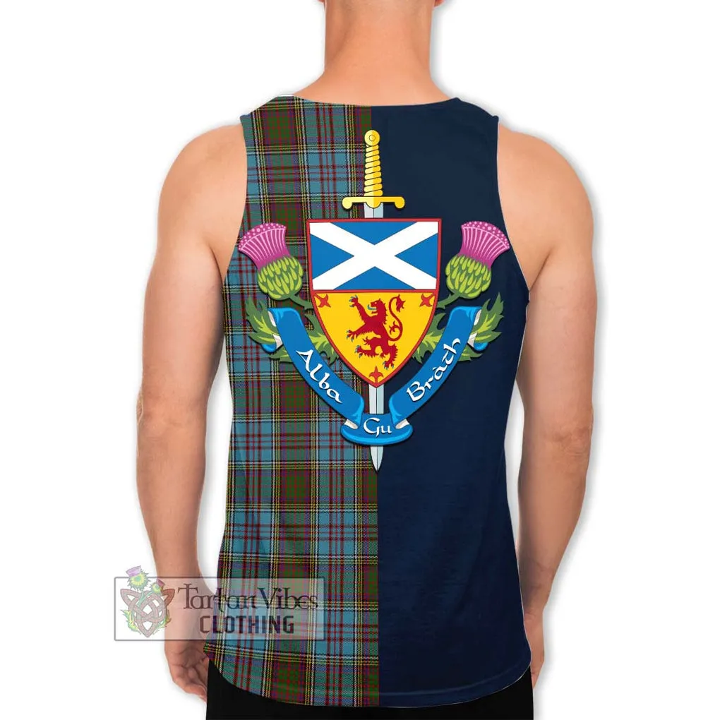 Anderson Tartan Men's Tank Top Alba with Scottish Lion Royal Arm Half Style