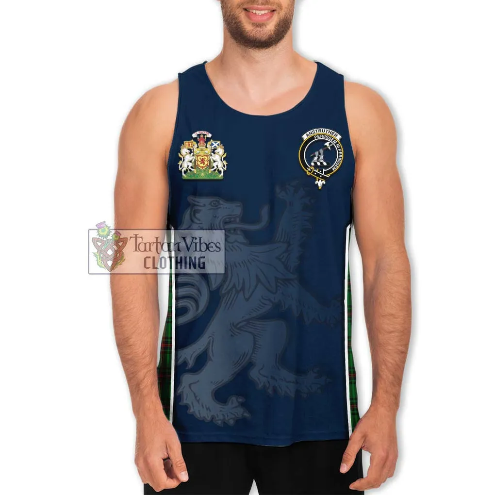 Anstruther Tartan Men's Tank Top with Family Crest and Lion Rampant Vibes Sport Style