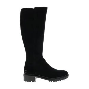 Aquatalia Omara Suede Stretch Suede 34L3791-BLK Womens Black Suede Zipper Knee High Boots