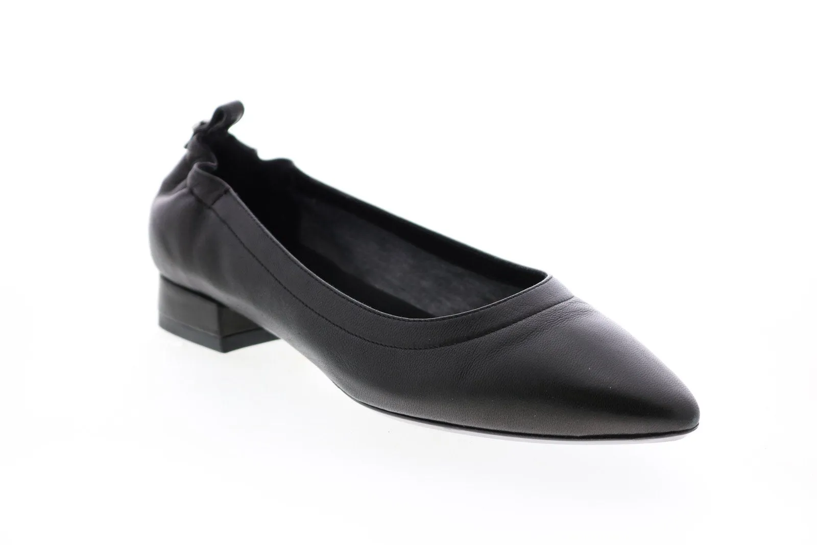 Aquatalia Pilara Soft Jersey Nappa 34L2388-BLK Womens Black Leather Flats Ballet Shoes