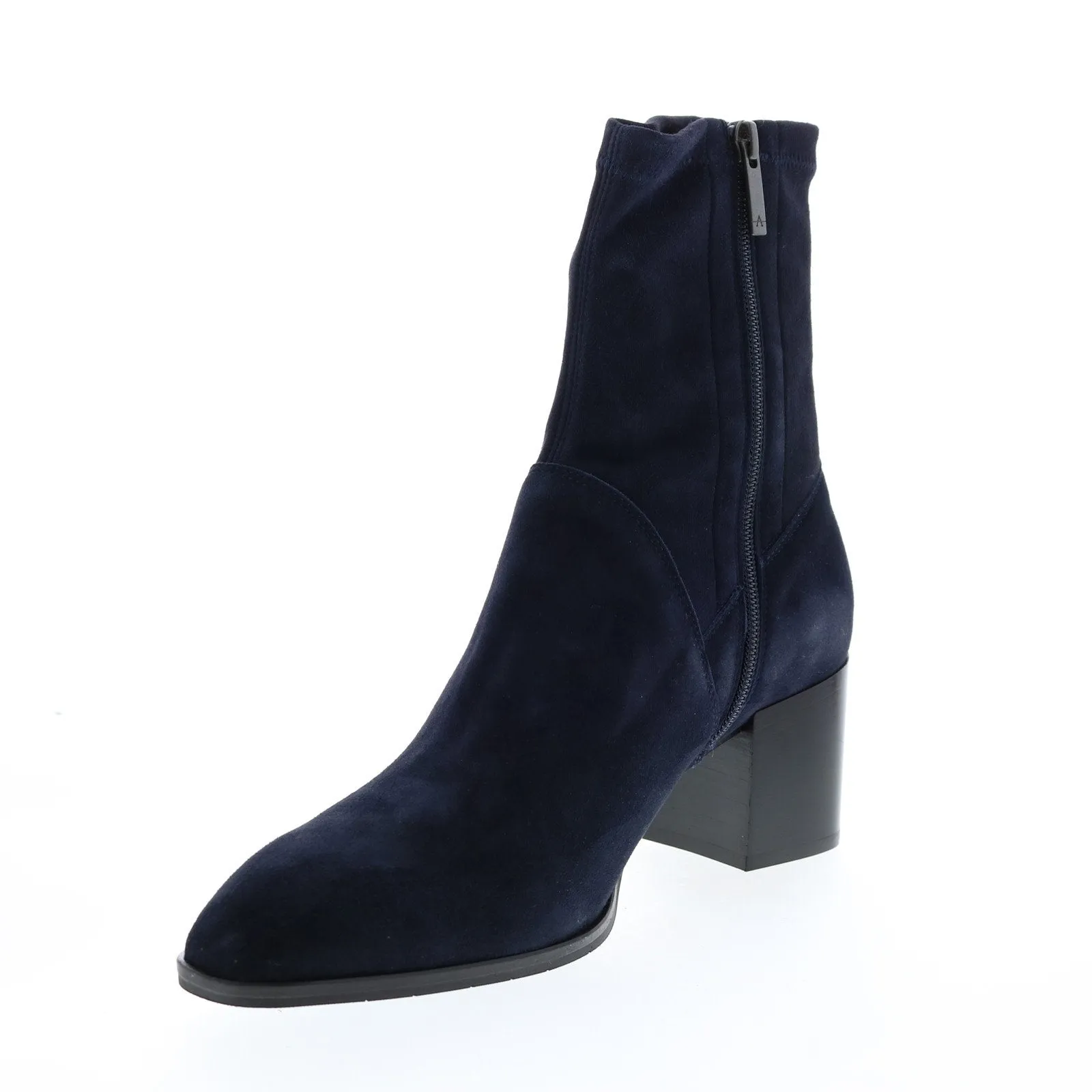 Aquatalia Tia Stretch Suede 34L3219-NVY Womens Blue Suede Zipper Ankle & Booties Boots