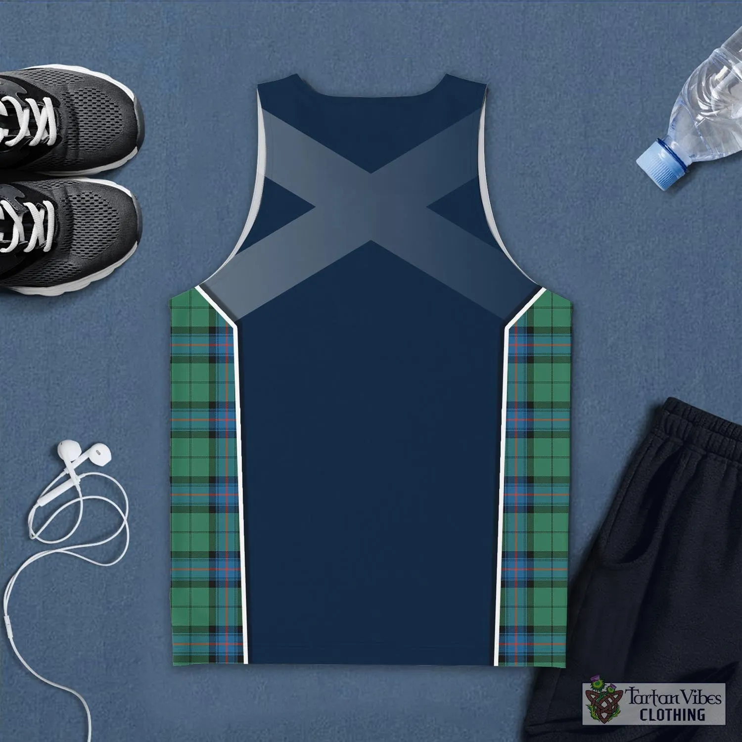 Armstrong Ancient Tartan Men's Tanks Top with Family Crest and Scottish Thistle Vibes Sport Style