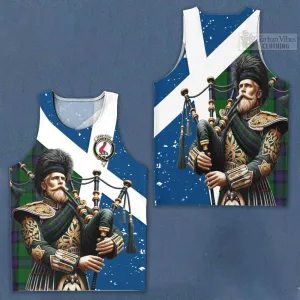 Armstrong Tartan Men's Tank Top with Family Crest Scottish Bagpiper Vibes