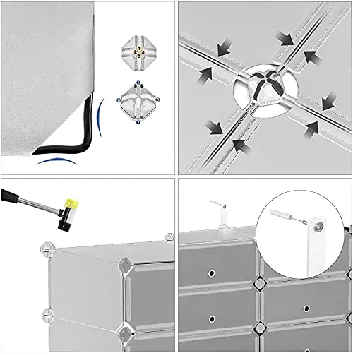 AYSIS DIY Shoe Rack Organizer/Multi-Purpose Plastic 5 Layers Portable and Folding Shoe Rack (White)