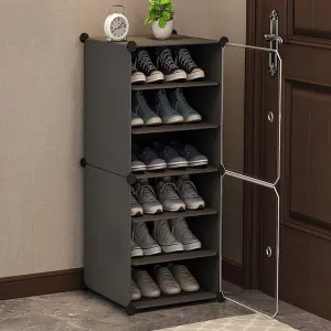 AYSIS Portable Shoe Rack for Home With Door,Adjustable Plastic Shoe Rack for Bedroom/Outdoor Waterproof,30 Pair Shoe Storage Organizer,High-density PP Frame for Stability (6-SHELF-2-DOOR, GREY)