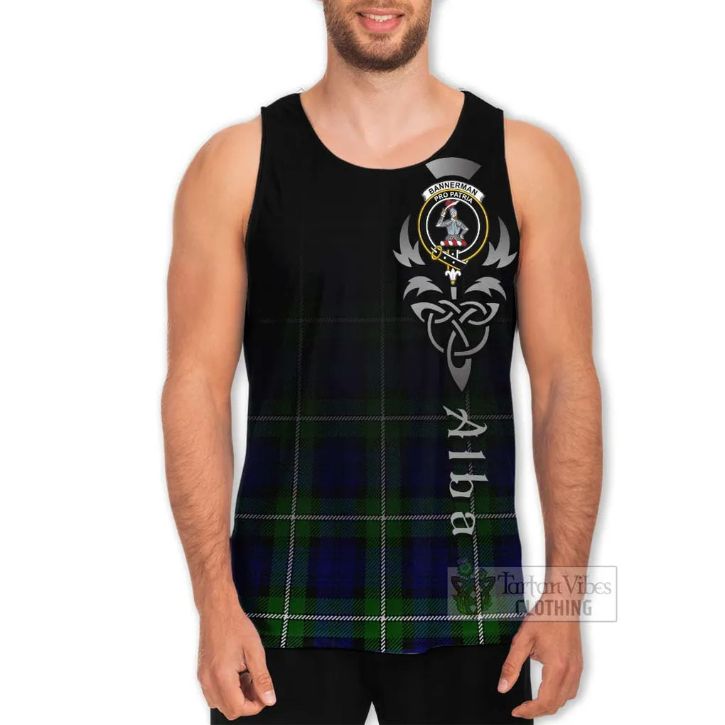 Bannerman Tartan Men's Tank Top Featuring Alba Gu Brath Family Crest Celtic Inspired