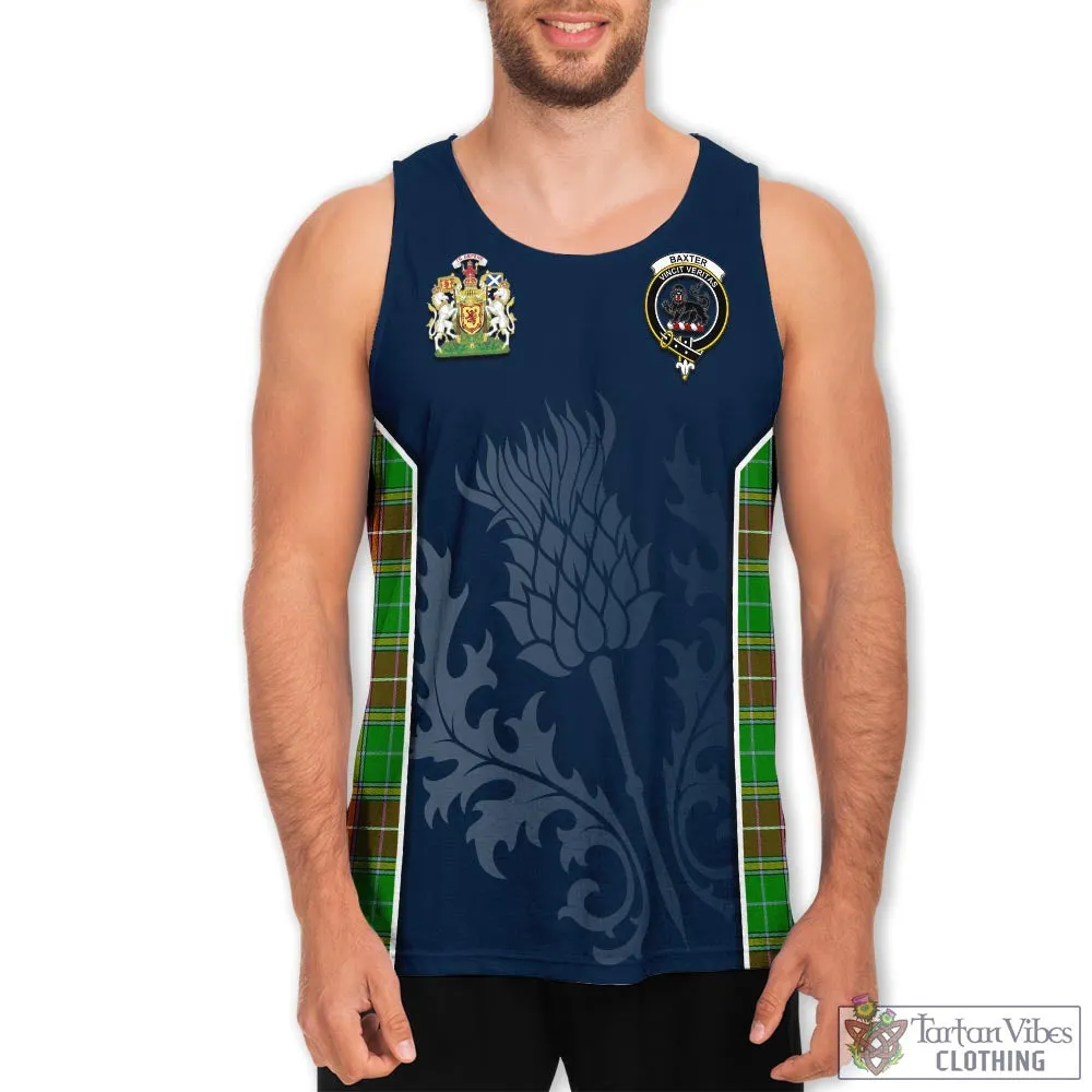 Baxter Modern Tartan Men's Tanks Top with Family Crest and Scottish Thistle Vibes Sport Style