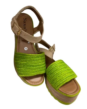 Beach Platform Jute Green Sandals