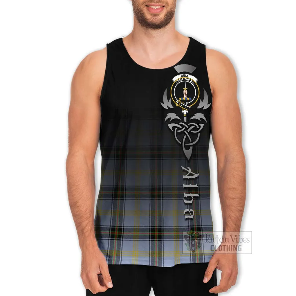 Bell Tartan Men's Tank Top Featuring Alba Gu Brath Family Crest Celtic Inspired