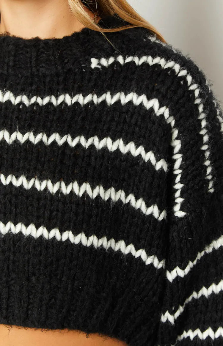 Belmont Black And White Striped Sweater