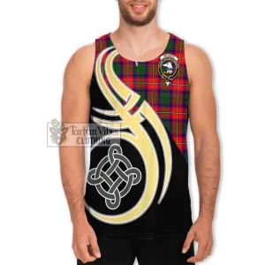 Belshes Tartan Men's Tank Top with Family Crest and Celtic Symbol Style