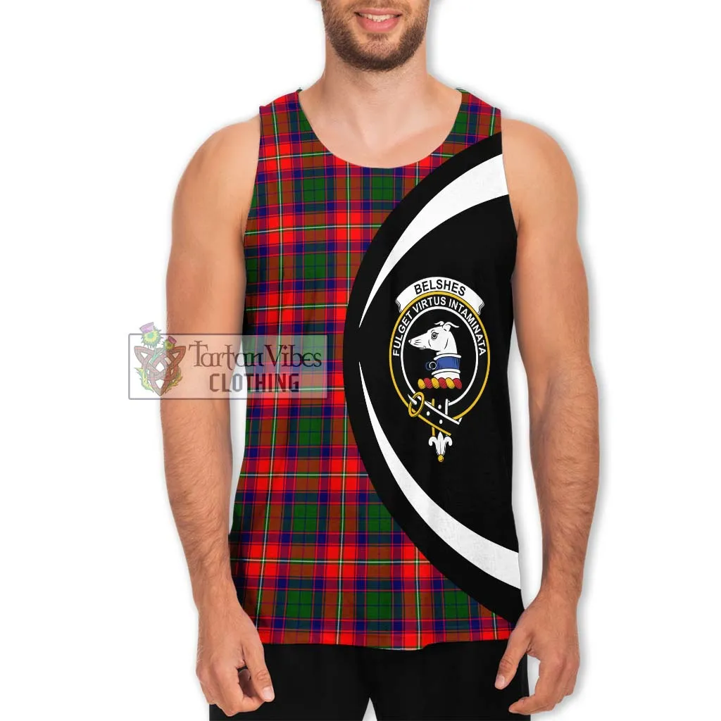 Belshes Tartan Men's Tank Top with Family Crest Circle Style