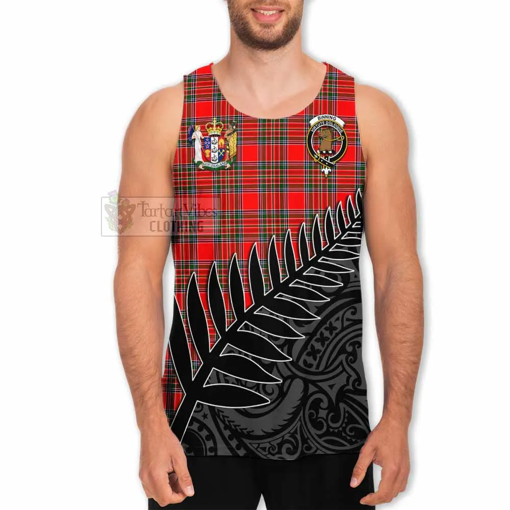 Binning Crest Tartan Men's Tank Top with New Zealand Silver Fern Half Style