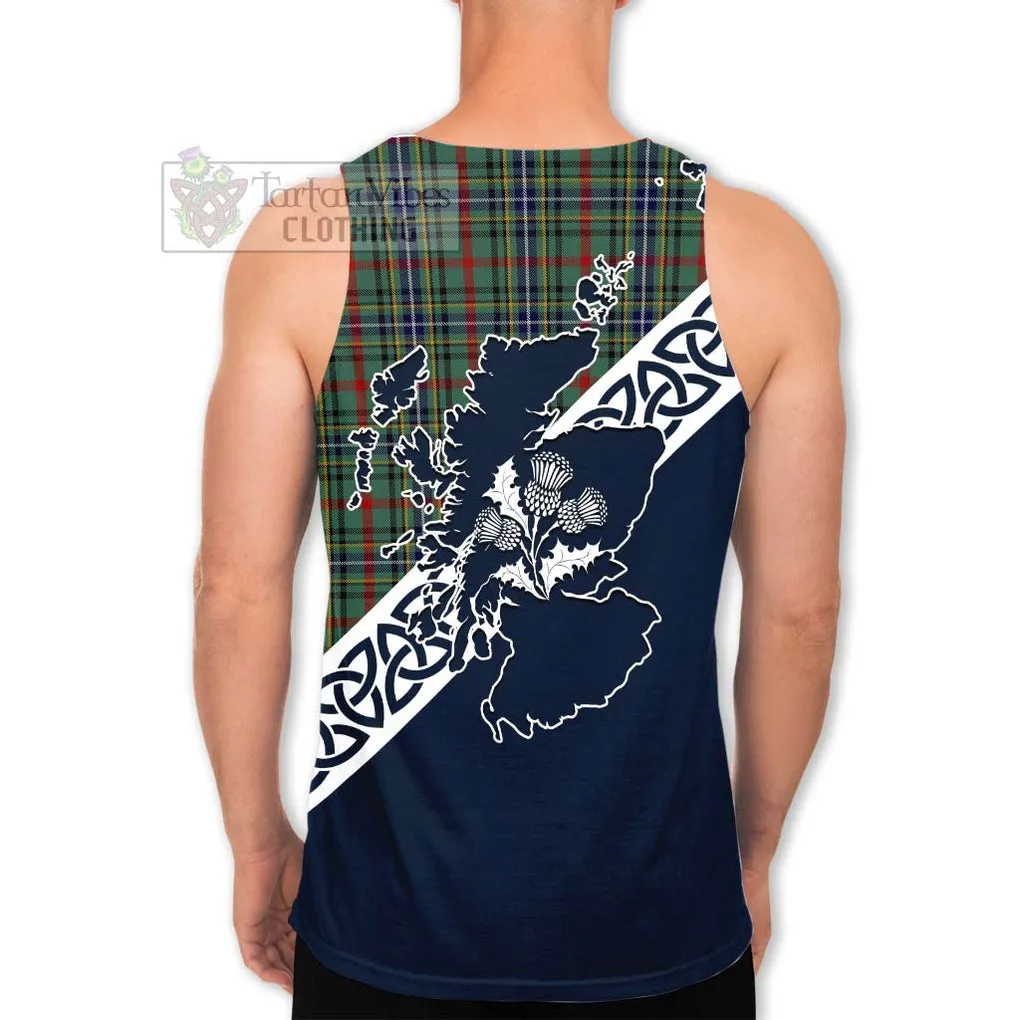 Bisset Tartan Men's Tank Top Featuring Thistle and Scotland Map