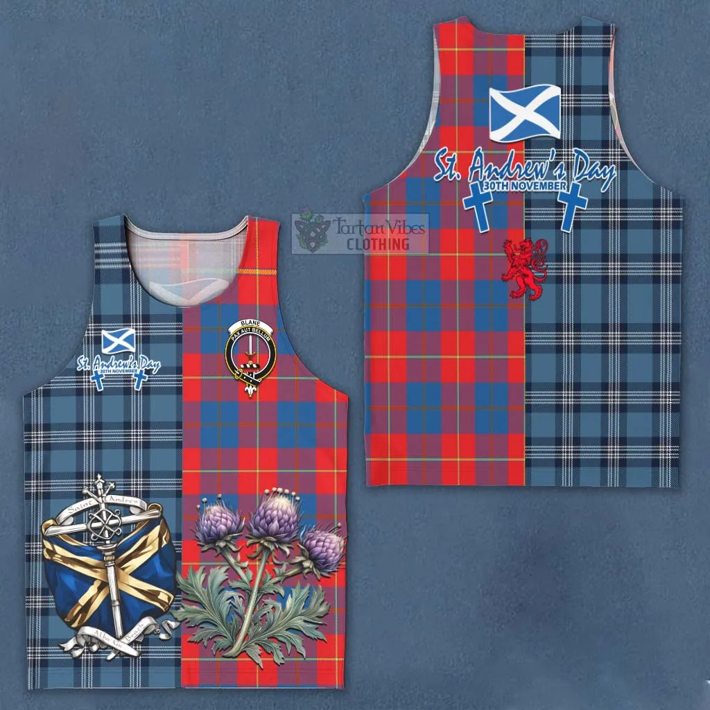 Blane Tartan Men's Tank Top Happy St. Andrew's Day Half Tartan Style