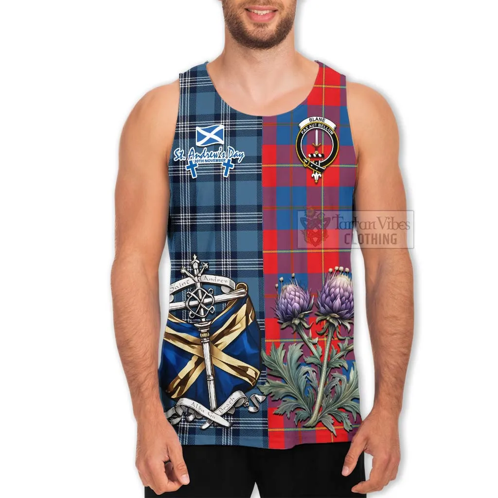 Blane Tartan Men's Tank Top Happy St. Andrew's Day Half Tartan Style