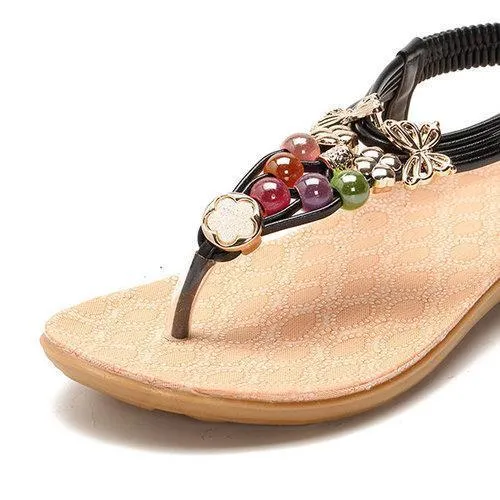 Bohemia Colorful Beaded Slip On Flat Sandals