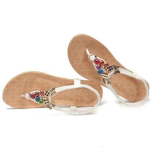 Bohemia Colorful Beaded Slip On Flat Sandals