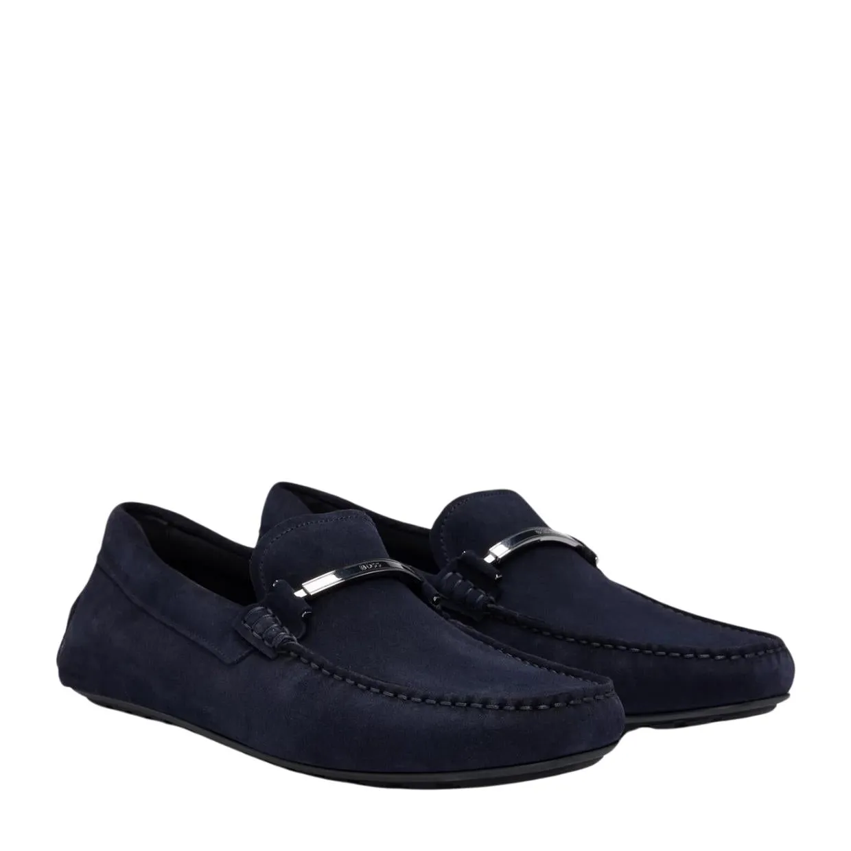 BOSS Hardware Logo Navy Noel Suede Moccasins