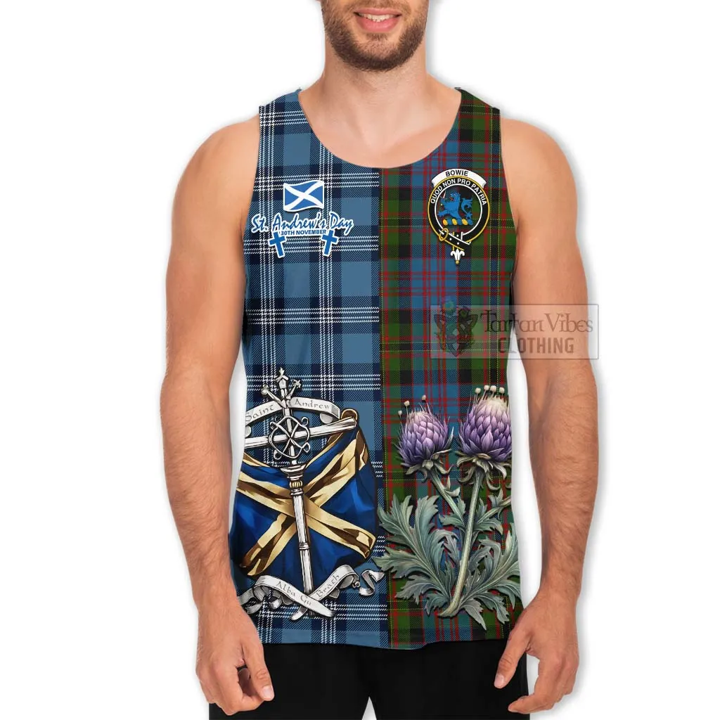 Bowie Tartan Men's Tank Top Happy St. Andrew's Day Half Tartan Style