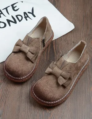 Bowknot Thick-soled Suede Shoes For Women