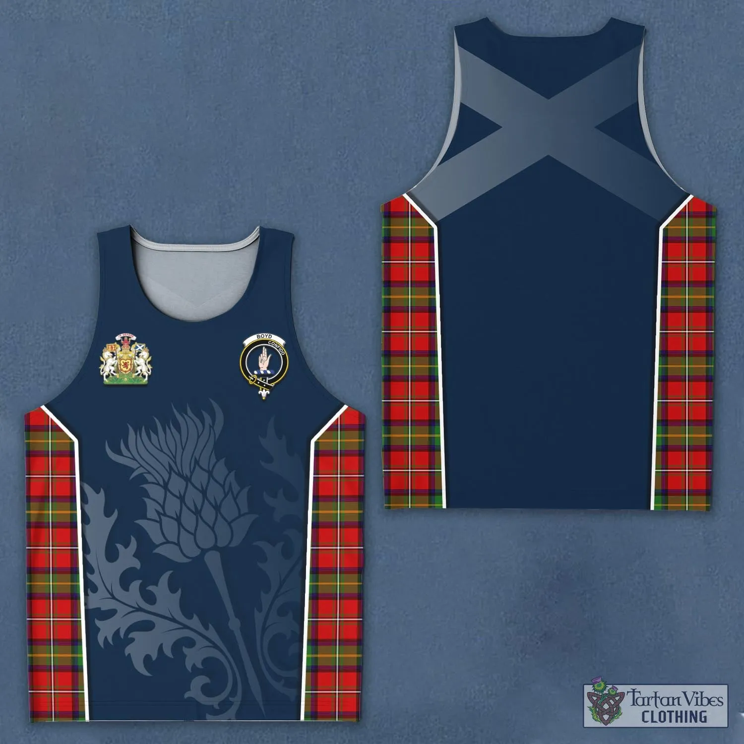 Boyd Tartan Men's Tanks Top with Family Crest and Scottish Thistle Vibes Sport Style