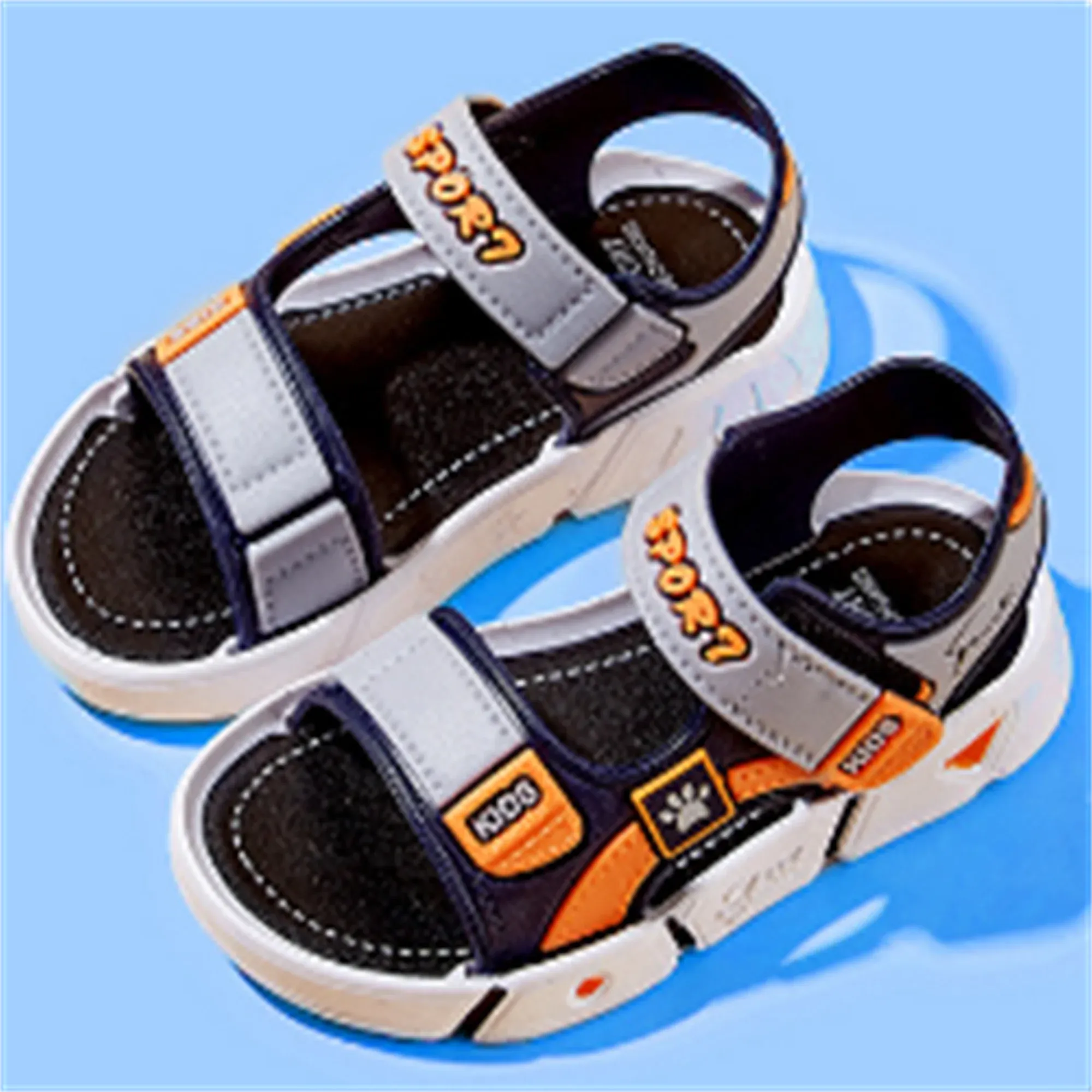 Boys and girls' beach style simple and cool boys' style sandals, students' breathable beach men's sandals, white soles, shoes wi