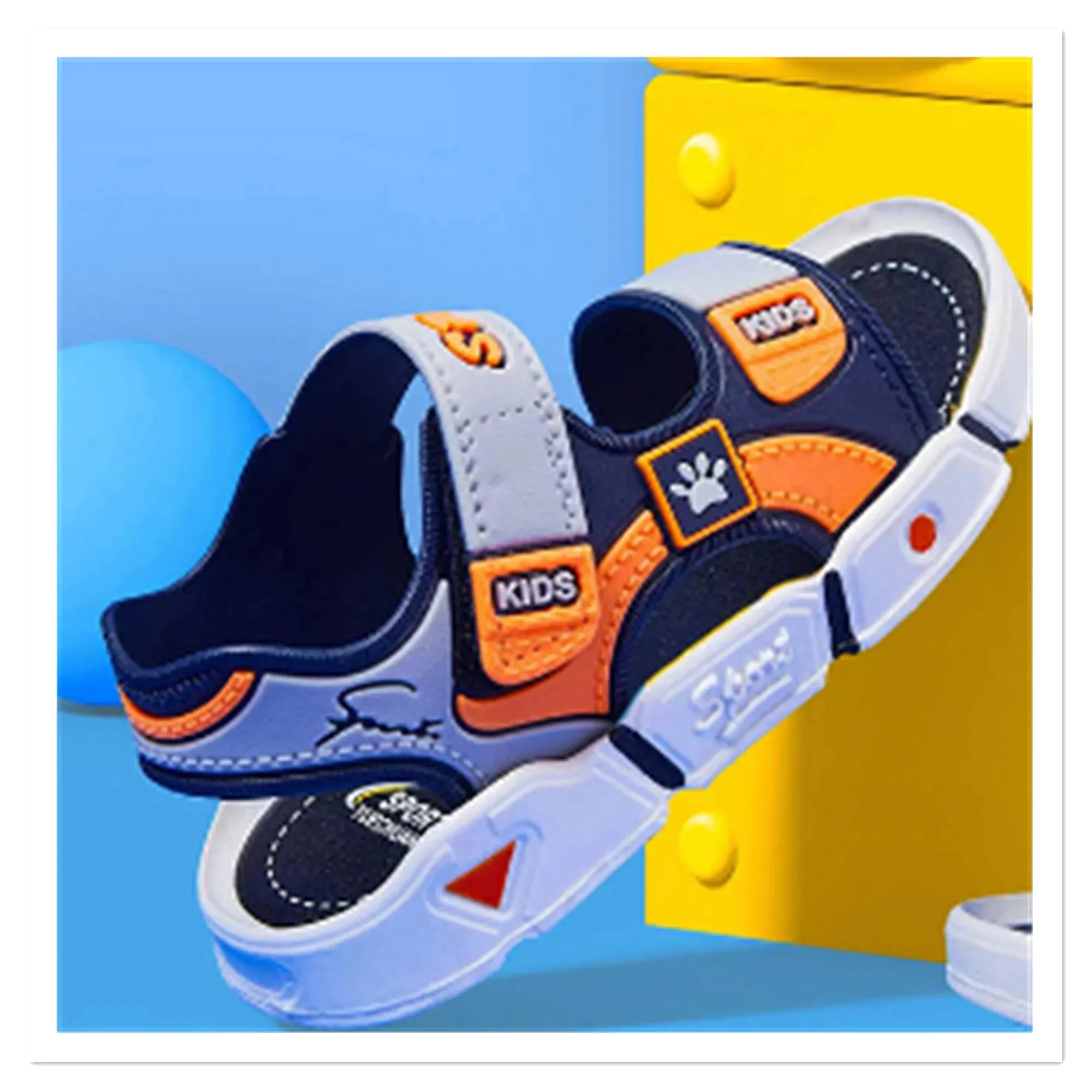 Boys and girls' beach style simple and cool boys' style sandals, students' breathable beach men's sandals, white soles, shoes wi