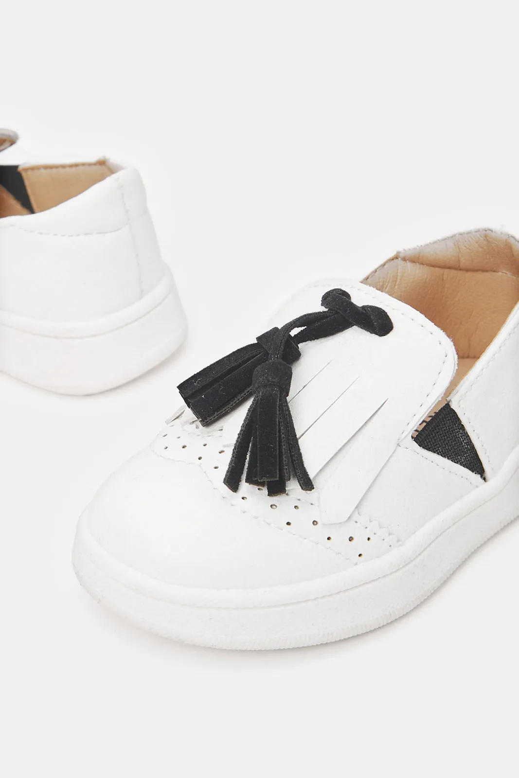 Boys Embellished White Slip-On Shoes