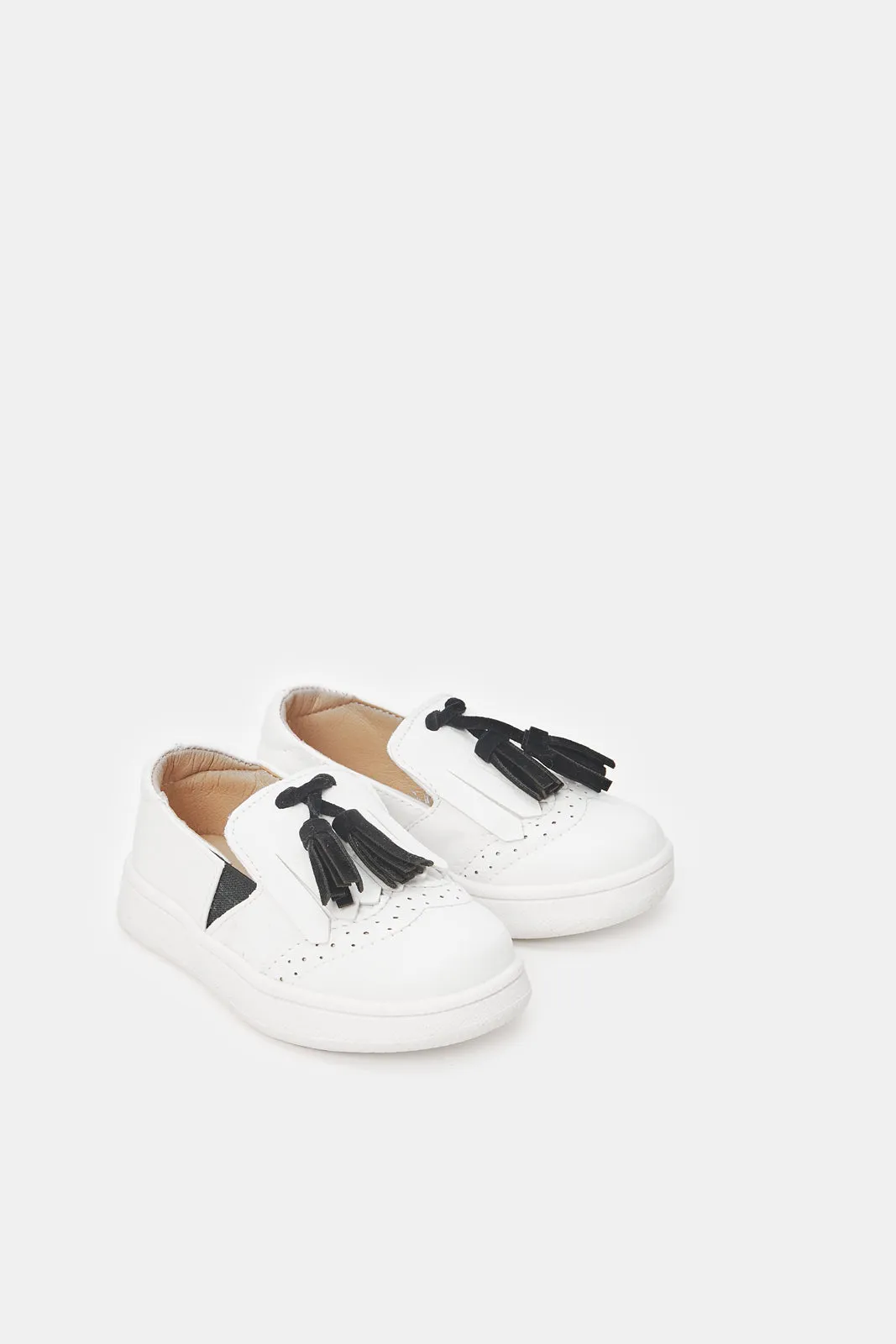 Boys Embellished White Slip-On Shoes