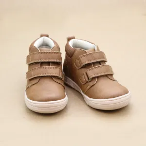 Boys Otis Double Velcro Mid-Top Leather Sneaker