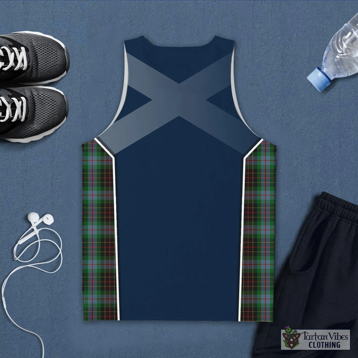 Brodie Hunting Tartan Men's Tanks Top with Family Crest and Scottish Thistle Vibes Sport Style