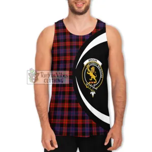 Broun Modern Tartan Men's Tank Top with Family Crest Circle Style