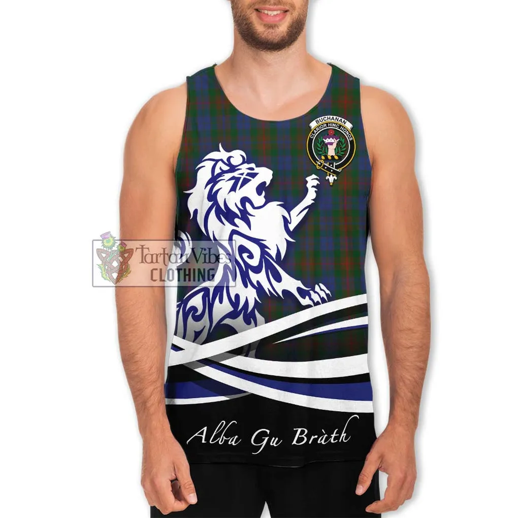 Buchanan Hunting Tartan Men's Tank Top with Alba Gu Brath Regal Lion Emblem