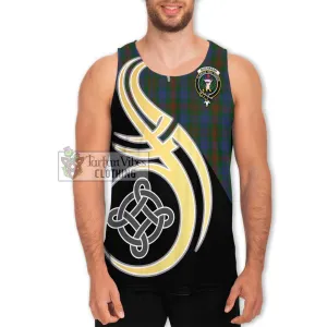 Buchanan Hunting Tartan Men's Tank Top with Family Crest and Celtic Symbol Style