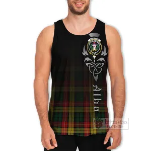 Buchanan Tartan Men's Tank Top Featuring Alba Gu Brath Family Crest Celtic Inspired