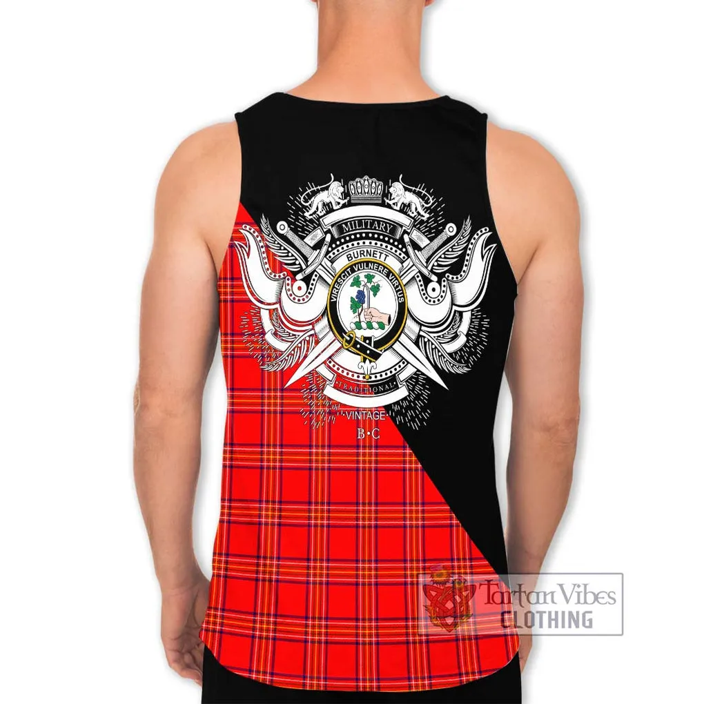 Burnett Modern Tartan Men's Tank Top with Family Crest and Military Logo Style