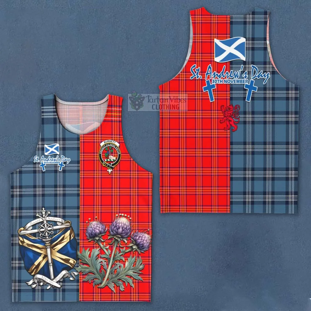 Burnett Tartan Men's Tank Top Happy St. Andrew's Day Half Tartan Style