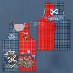 Burnett Tartan Men's Tank Top Happy St. Andrew's Day Half Tartan Style